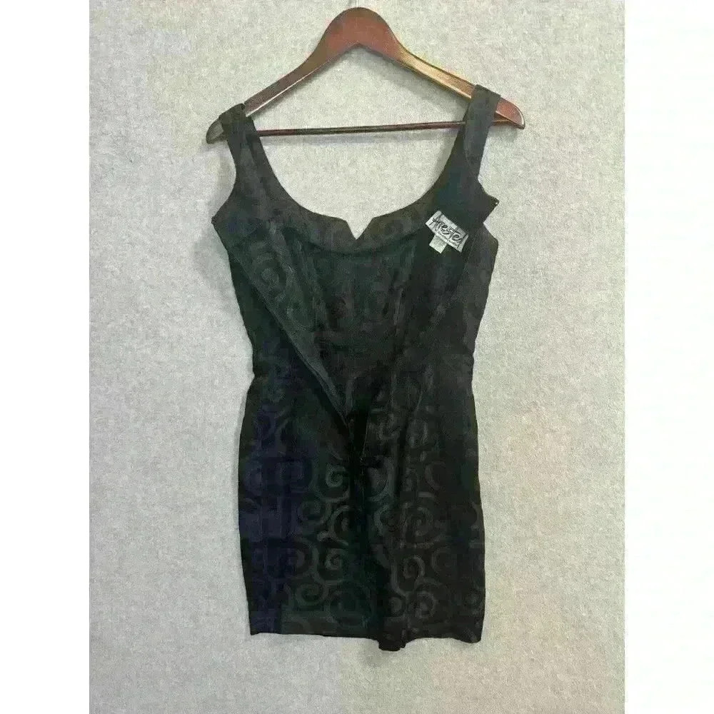 VTG 90s Jacquard Little Black Mini Dress Arrested Jonathan Martin Sz 3/4 80s EUC - Picture 15 of 15